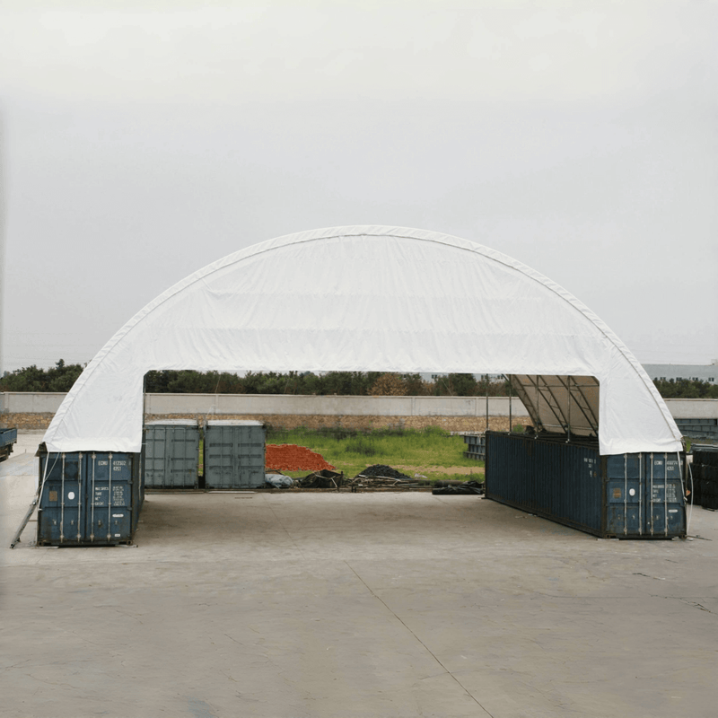 Double Truss Shipping Container Canopy Shelter 60'x40'x15'