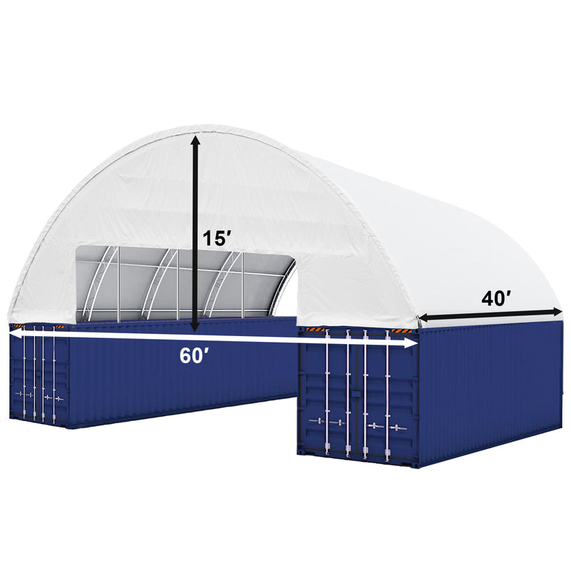 Double Truss Shipping Container Canopy Shelter 60'x40'x15' Dimension