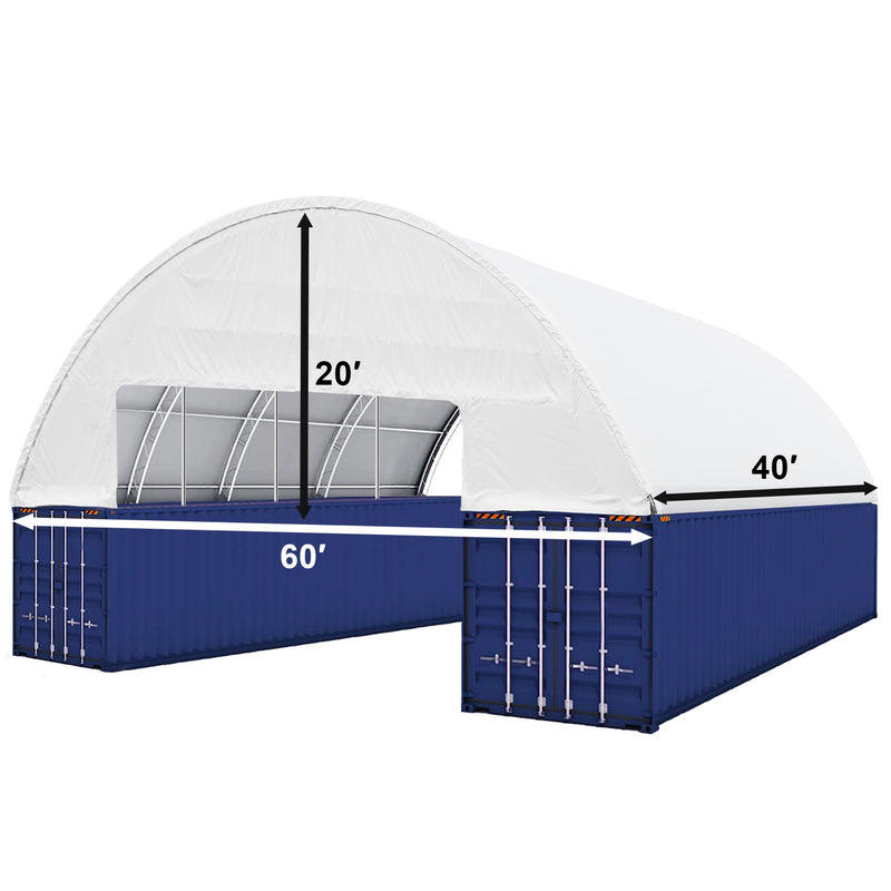 Double Truss Shipping Container Canopy Shelter 60'x40'x20' Dimension