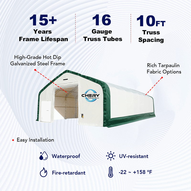 Double Truss Storage Shelter W30'xL80'xH20' Feature