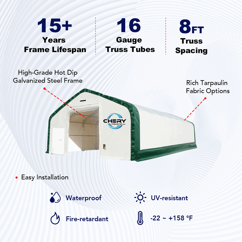 Double Truss Storage Shelter W40'xL64'xH23' Feature