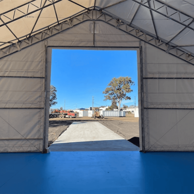 Double Truss Storage Shelter W70'xL120'xH28'