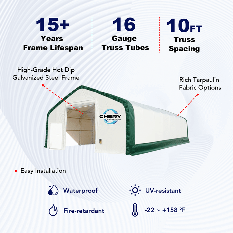 Double Truss Storage Shelter W30'xL40'xH20' Feature