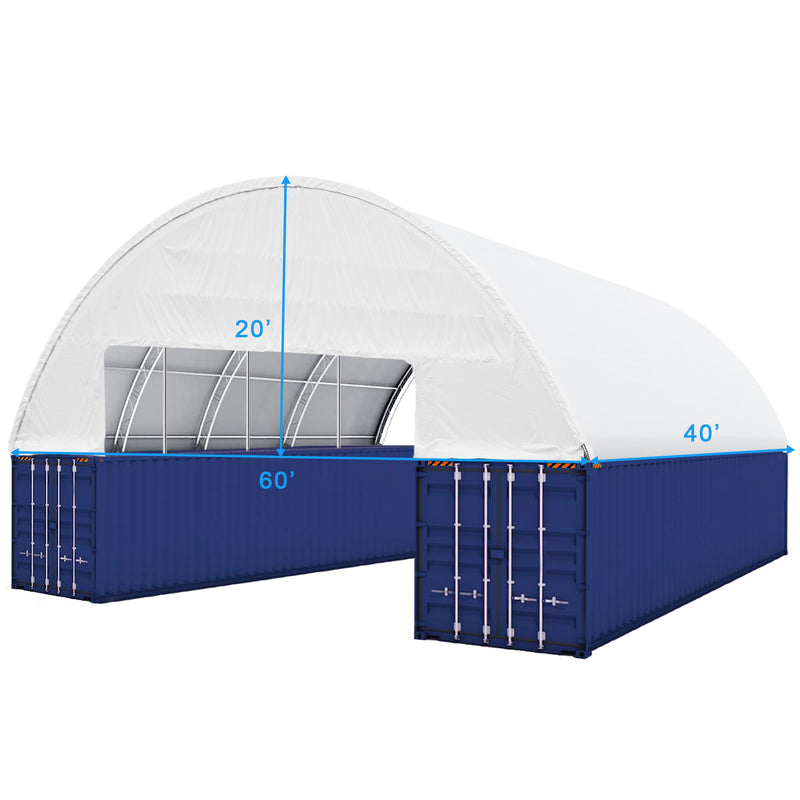 Double Truss Shipping Container Canopy Shelter 60'x40'x20'