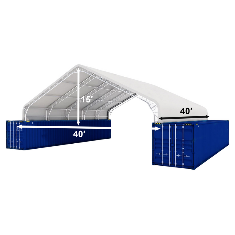 Shipping Container Canopy Shelter Double Truss Peak 40'x40'x15' Dimension