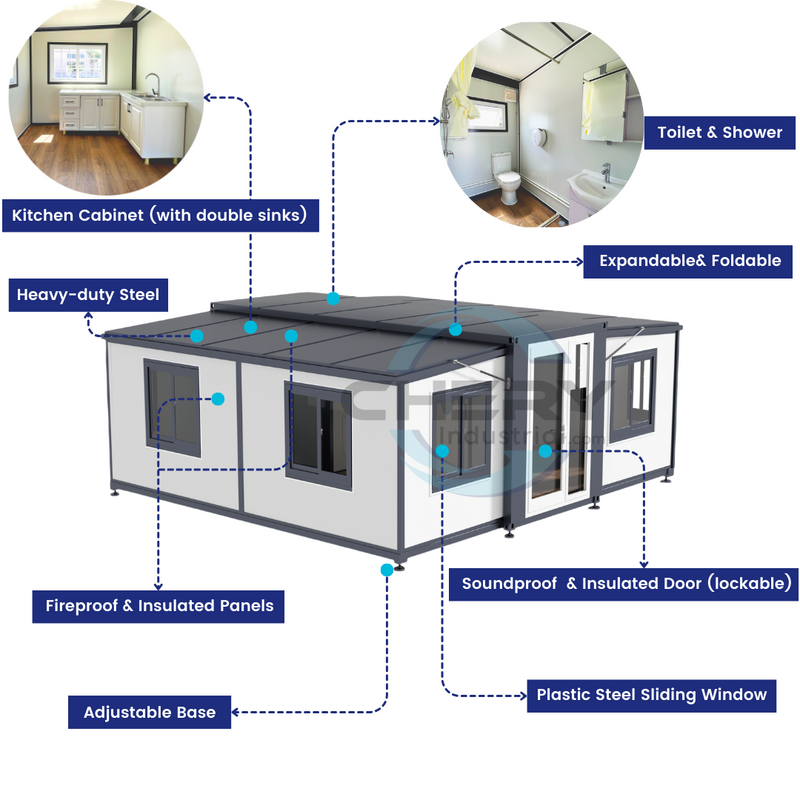 Bastone Mobile Expandable Prefab House 19ft x 20ft with Cabinet