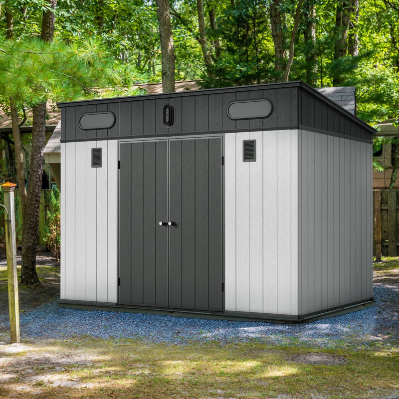 10x7 ft Resin Outdoor Storage Shed with Floor