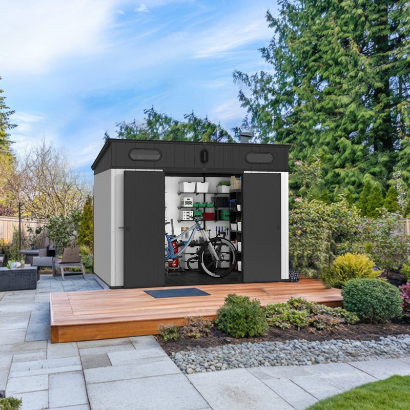 10x7 ft Resin Outdoor Storage Shed with Floor