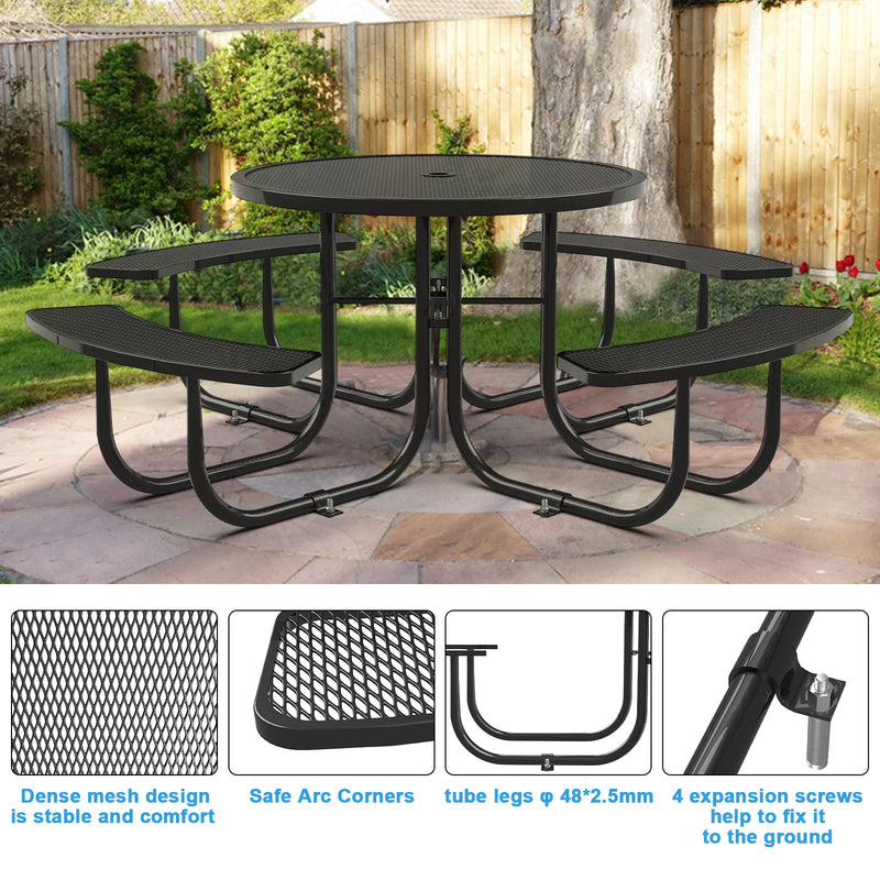 46" Round Picnic Tables With Umbrella Hole