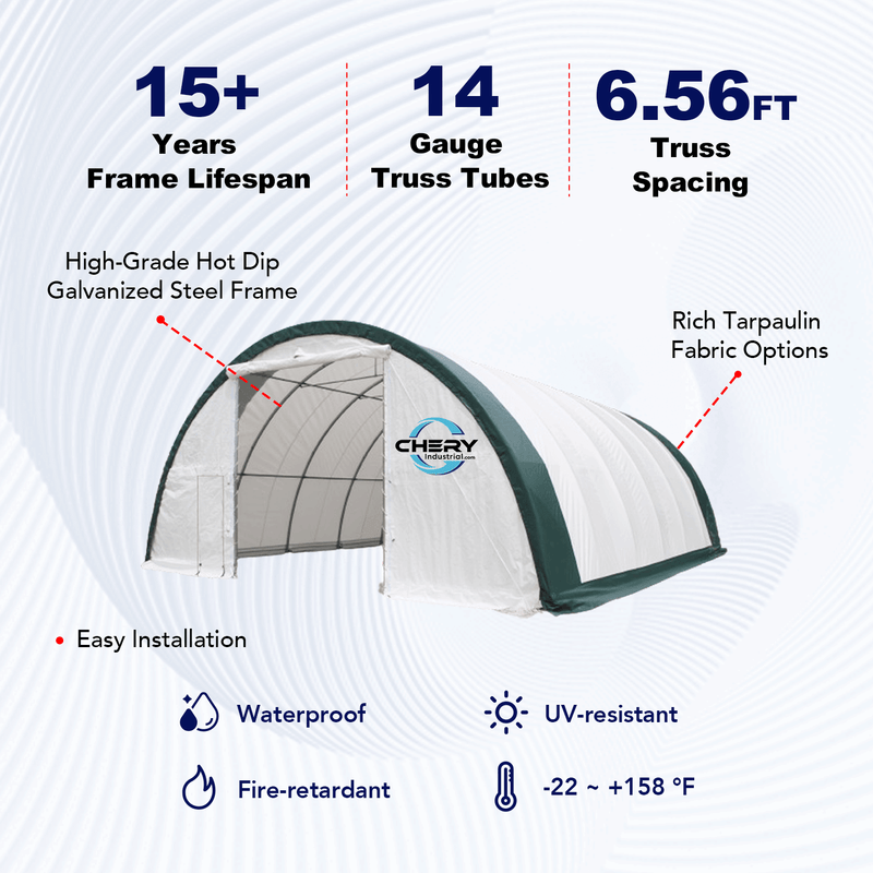 Single Truss Arch Storage Shelter W40'xL80'xH20' Feature