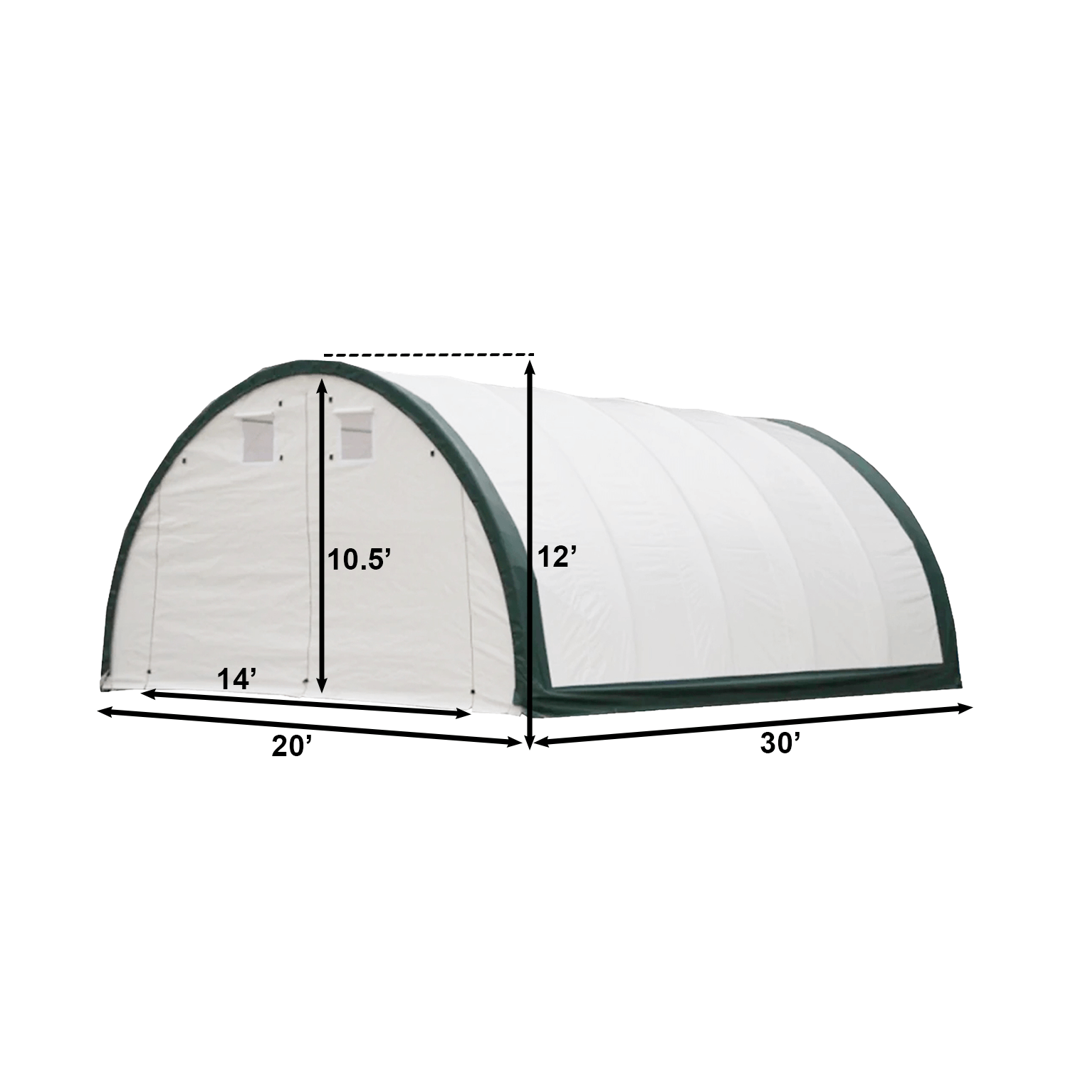 Single Truss Arch Storage Shelter W20'xL30'xH12' Spec