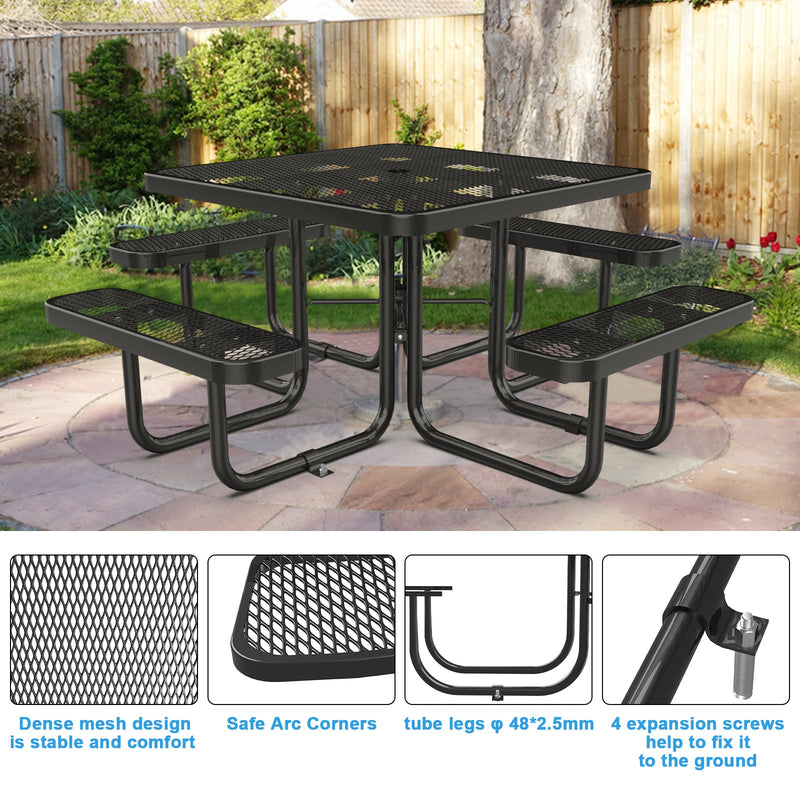 46" Square Picnic Table With Umbrella Hole