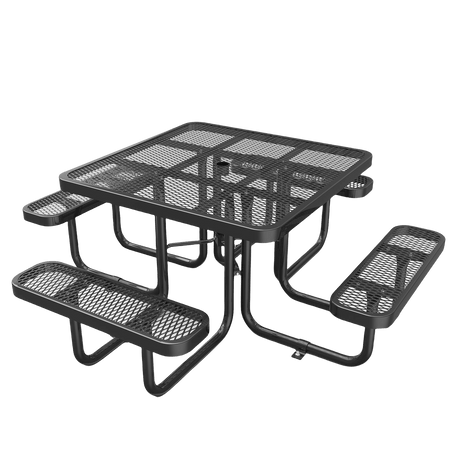 Square Metal Picnic Tables#color_Black