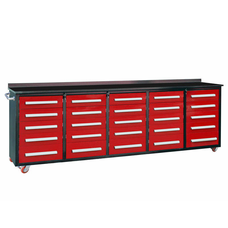 10ft Storage Workbench 25 Drawers with Wheels