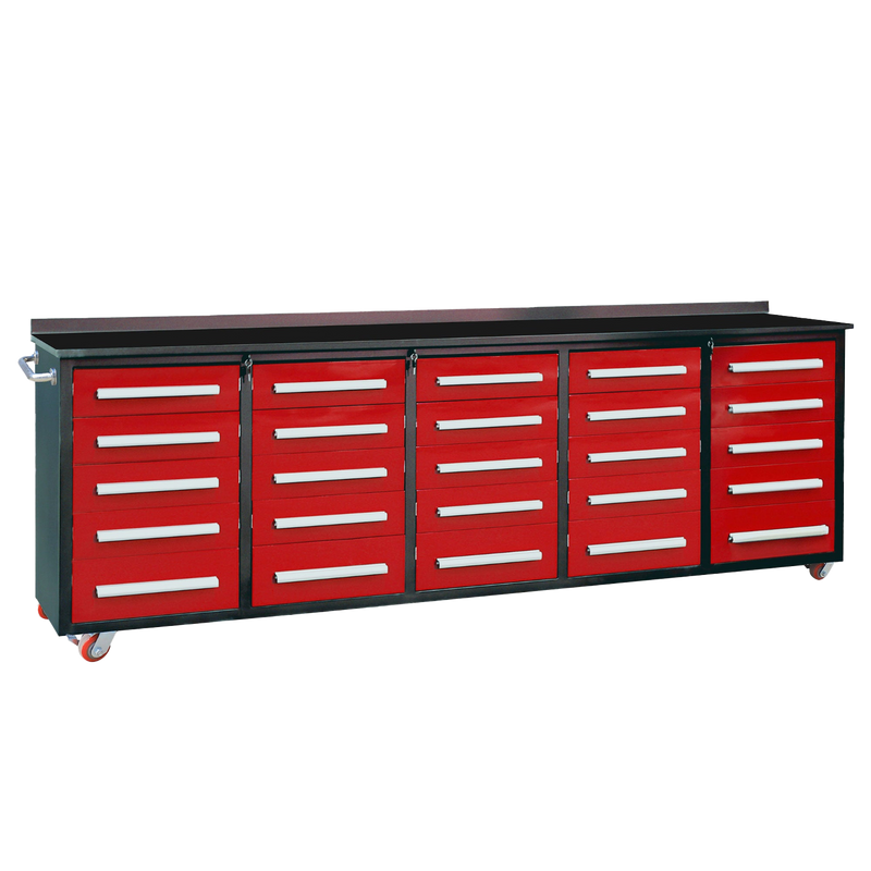 10ft Storage Workbench 25 Drawers with Wheels