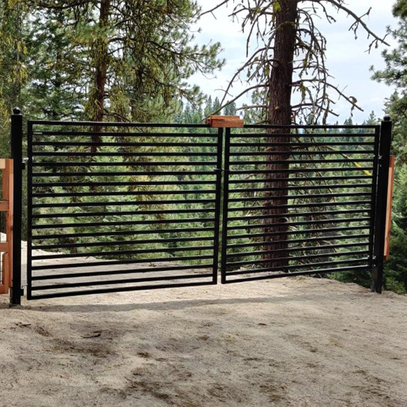 Aleko 18'x6' Steel Dual Swing Driveway Gate - MILAN Style