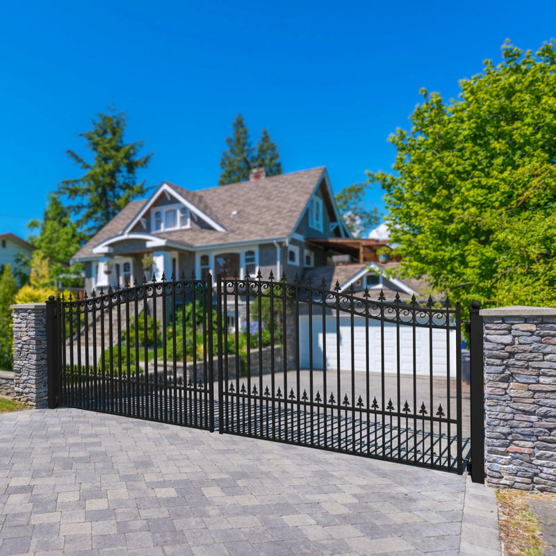 18'x6' Steel Dual Swing Driveway Gate - PRAGUE Style