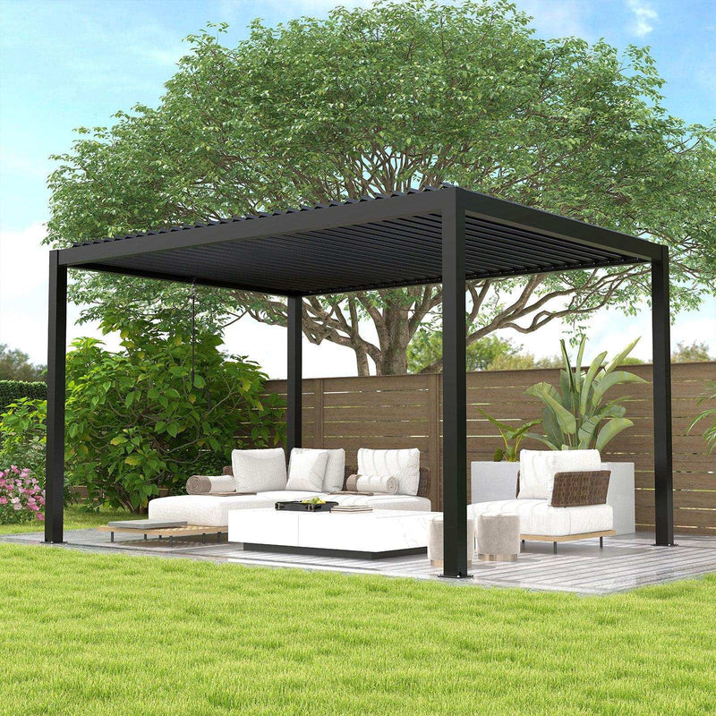 [AS-IS] 13x10 ft Aluminum Louvered Pergola with Adjustable Roof