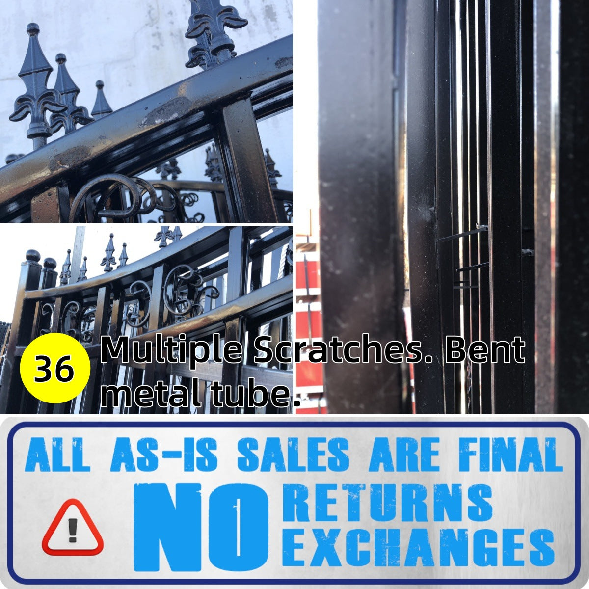 [AS-IS] 14ft Dual Swing Wrought Iron Gate, Good Condition