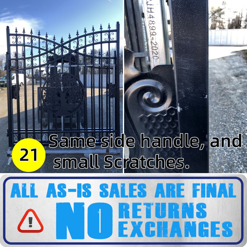 [AS-IS] 14ft Dual Swing Wrought Iron Gate, Tree Style