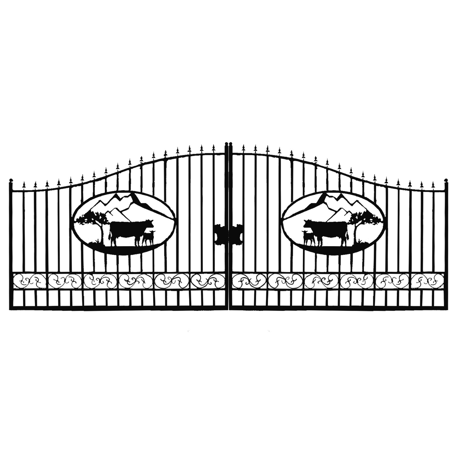 [BARGAIN]14ft Dual Swing Wrought Iron Gate for Driveway