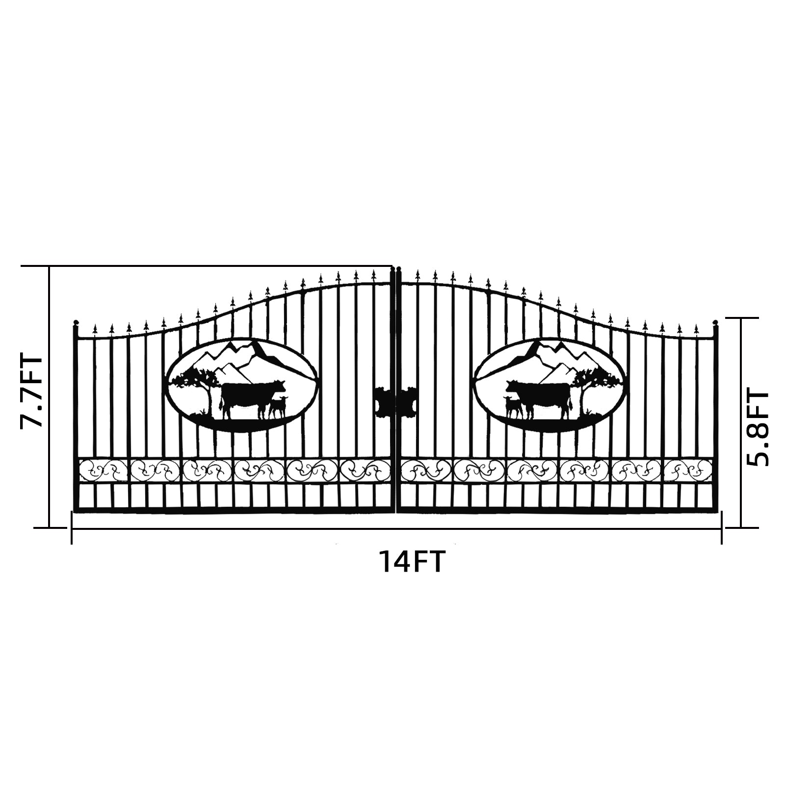 [BARGAIN]14ft Dual Swing Wrought Iron Gate for Driveway