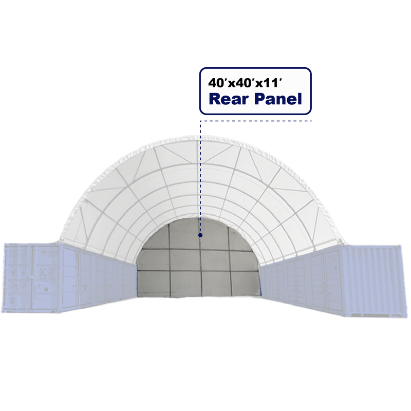 Rear Cover for Gold Mountain Shipping Container Canopy Shelter 40'x40'x11'